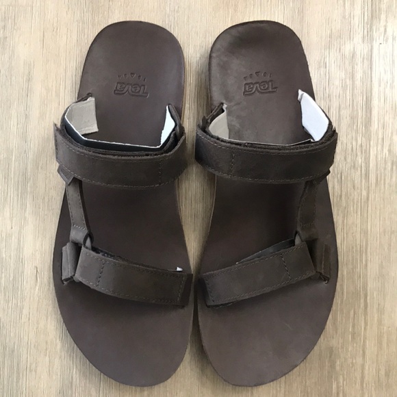 Teva Men’s Leather Slide Sandal ( Brown) - NEW